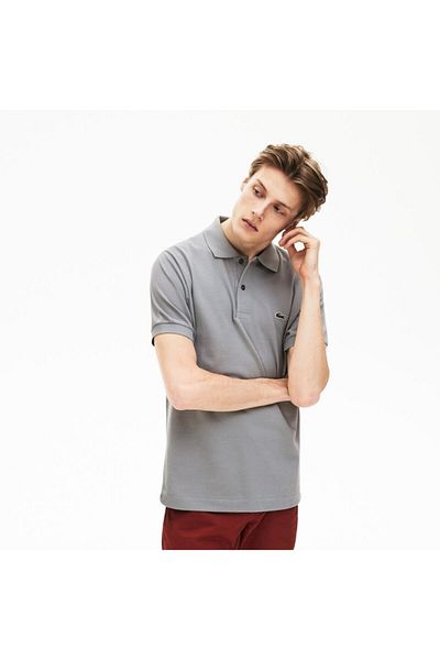 Lacoste Graues Polo-T-Shirt für Herren mit klassischer Passform