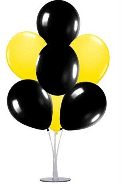 Çemrek Süs Parti Žuto-crni stalak za balone - 1 stalak i 10 metalnih balona