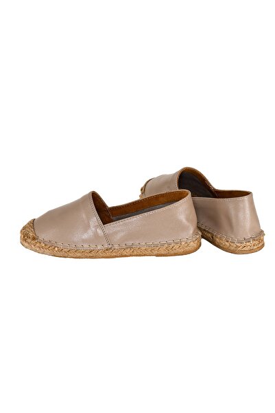 Moosefield Women's Beige Genuine Leather Handmade Espadrille