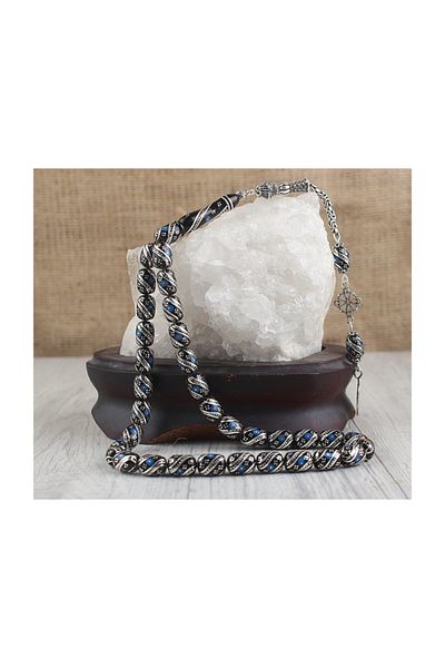 Tesbihsepetim Special Working Silver Embroidery Erzurum Oltu Stone Rosary