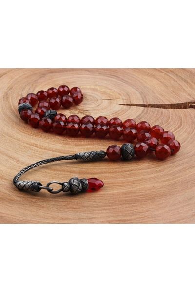 Tesbihsepetim 1000 Sterling Silver - Tasseled Agate Stone Rosary