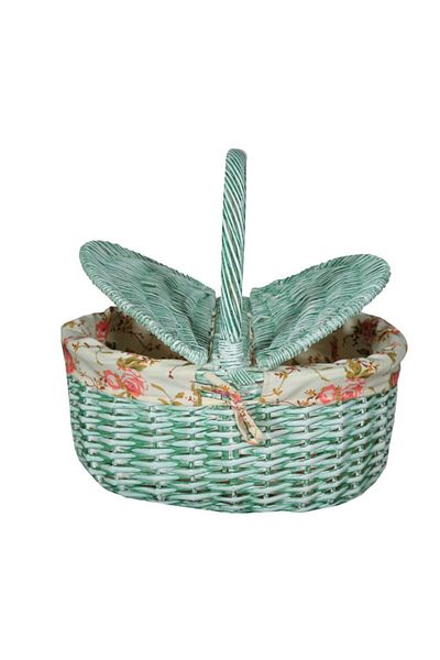Bahat Antique Green Original Handmade Wicker Luxury Picnic Basket