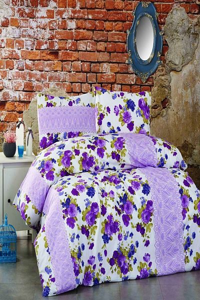 MAJESTE Toprak Ev Elegant 100% Cotton Pastel Tone Floral Double Duvet Cover Set-12082