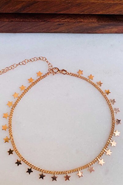 Artuklu Telkari Sallantılı Rose Kaplama Trend Yıldız Model Halhal Gümüş