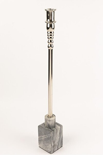 Mikasa Moor Gri Mermer Gümüş Mumluk 8x56cm