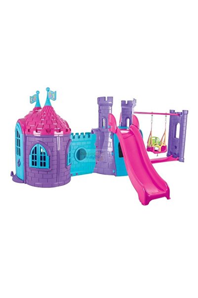 Dünya Şatolu Kale Kaydırak Ve Salıncak Seti Eflatun