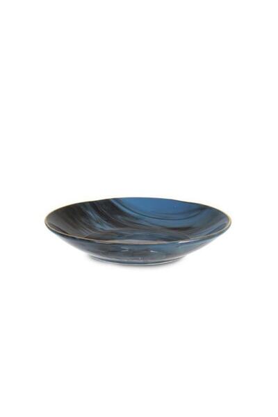 İpek Mavi Mermer Desen Çukur Tabak 20cm
