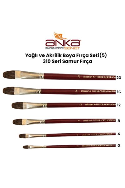 Anka Art Yağlı Ve Akrilik Boya Fırça Seti (5) 310 Seri Samur Fırça
