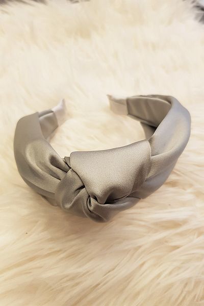 BAHELS Women's Gray Color Satin Knotted Luxury Model Crown Hair Band