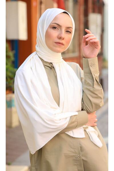 Mercan Hijab Off-White Cotton Combed Shawl