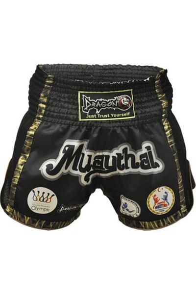 Dragondo Unisex μαύρο σορτς με λογότυπο Muay Thai Federation