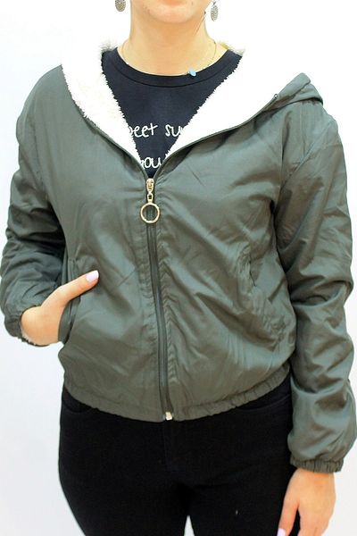 butiksinope Ast 591 Women's Khaki Fur Hooded Short Coat