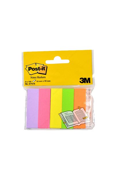 Post-it 15x50 مؤشر 5 ألوان فوسفوري 100 Yp - 670-5