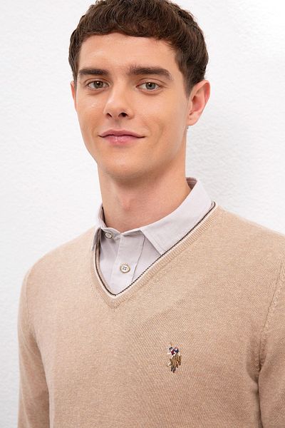 U.S. Polo Assn. Ανδρικό πουλόβερ καφέ