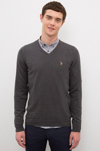 U.S. Polo Assn. Γκρι ανδρικό πουλόβερ