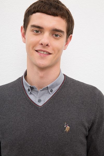 U.S. Polo Assn. Γκρι ανδρικό πουλόβερ