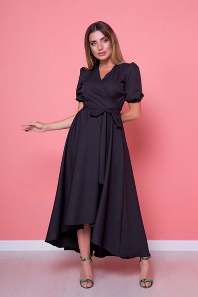 Bidoluelbise Γυναικείο Μαύρο Φόρεμα Plus Size ασύμμετρης κοπής