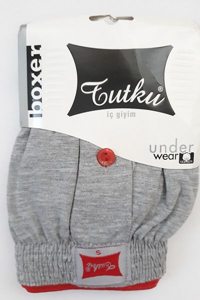 Tutku Ανδρικά χτενισμένα βαμβακερά κουμπιά Boxer Γκρι Χρώμα 5 Συσκευασία 100% Βαμβάκι