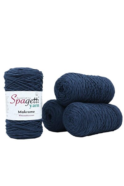 Spagettiyarn Lacivert Makrome Ip - 4'lü Set