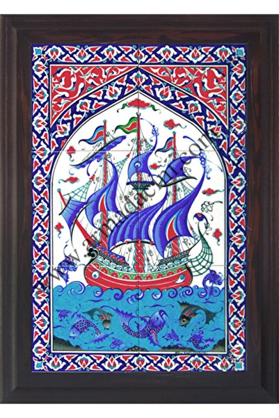 Genel Markalar Ed 501 Osmanlı Kalyon El Dekoru Çini Pano 40x60 cm