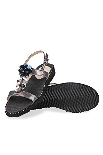 Crash Kadın Platin Renk Motifli Sandalet