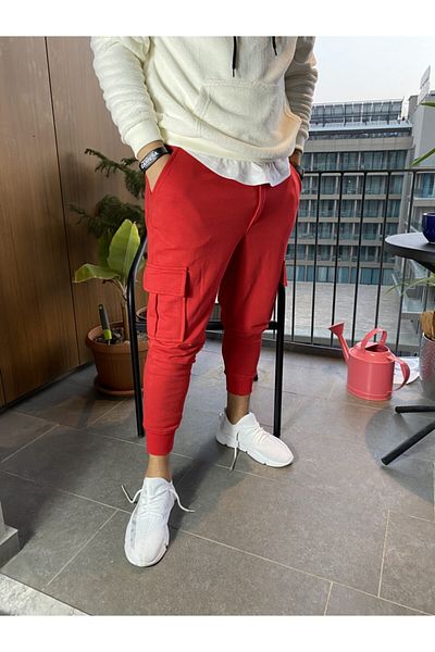 AUST GİYİM Aust Men's Clothing Cargo Pocket Style Men's Sweatpants