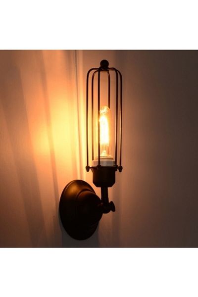 RİOLİGHT Black Retro Cage Metal Sconce