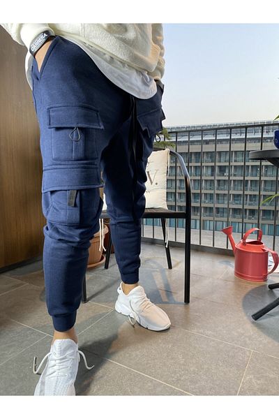 AUST GİYİM Ανδρική αθλητική φόρμα τσέπης Navy Blue Model Jogger