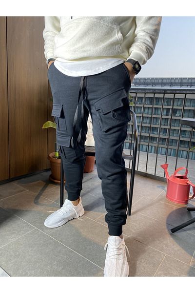 AUST GİYİM Ανδρική φόρμα μαύρης τσέπης Jogger
