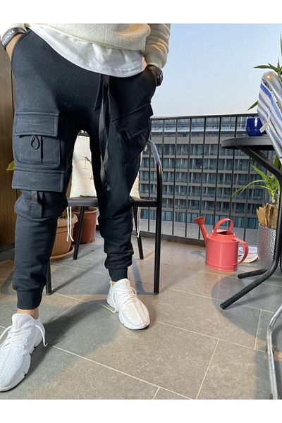 AUST GİYİM Ανδρική φόρμα μαύρης τσέπης Jogger