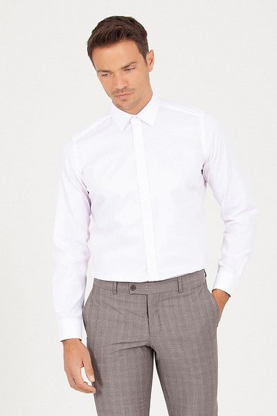 Hatemoğlu Ροζ Slim Fit μοτίβο 100% βαμβακερό μακρυμάνικο αθλητικό πουκάμισο