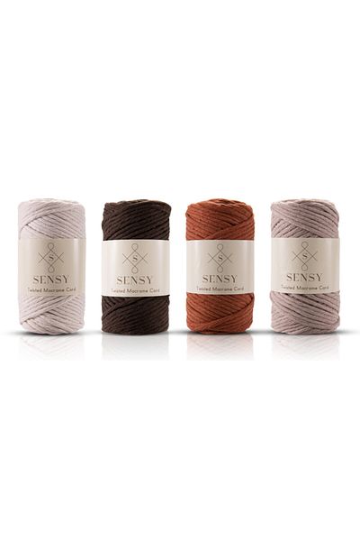 SENSY Premium Scanned Macrame Macrame Hobby Thread Set of 4 Ecru - Bitter Brown - Tile - Milk Coffee