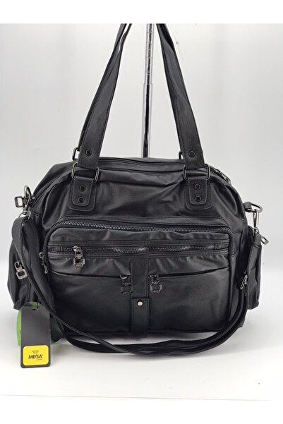 MEGA ÇANTA Geantă neagră de umăr pentru femei