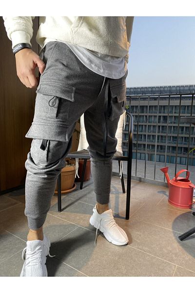 AUST GİYİM Ανδρικό γκρι φούτερ Jogger με τσέπη