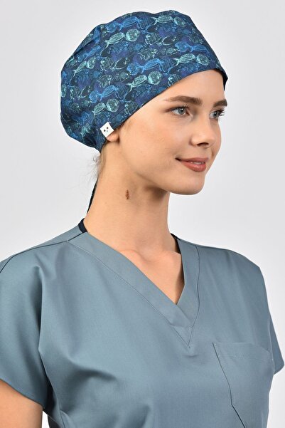 Owlet Medikal Mavi Balıklar Desenli Cerrahi Bone