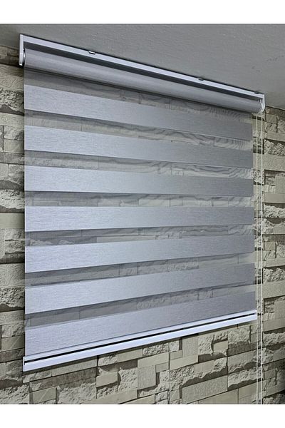 PERDECİNİZ Light Gray Color Zebra Curtain