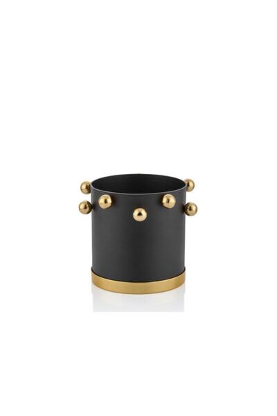 LAMEDORE Siyah Ronesans Altın Saksı 14cm