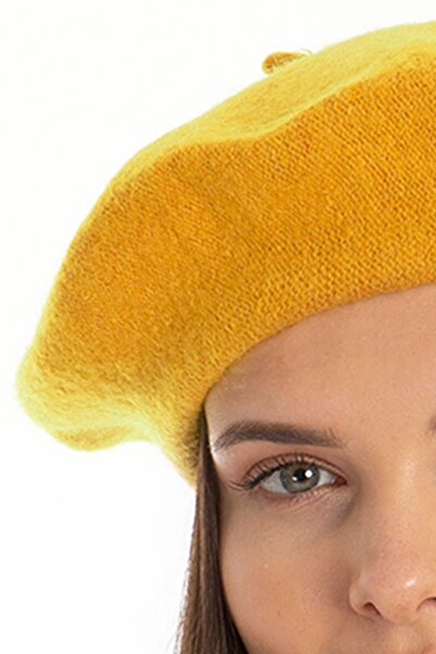 Mor Fabric Kadın Sarı Fransız Ressam Keçe Bere