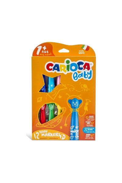 CARIOCA Set of 12 Super Washable Baby Teddy Jumbo Baby Crayons - 42816