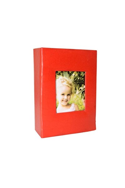 Nobbystar ألبوم صور نافذة جلدي أحمر 100 قطعة - 10x15 سم