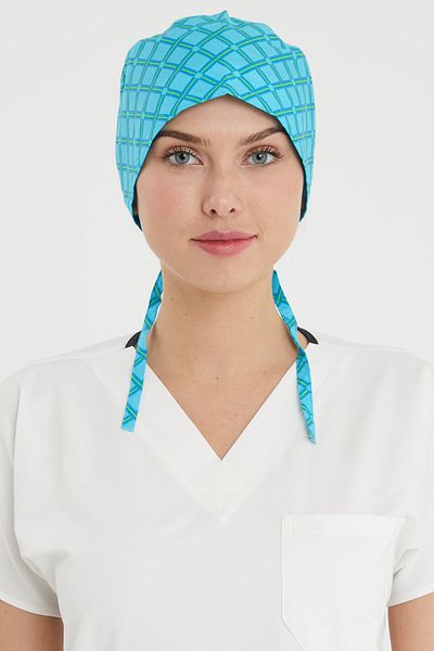 Owlet Medikal Square Patterned Blue Surgical Bonnet
