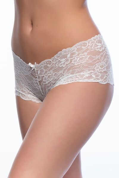 4S1B FASHION Slip boxer din dantelă elastică, albă, braziliană
