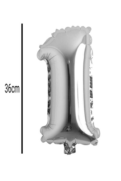 E Elmas بالون فويل رقم 1 فضي (36 سم)