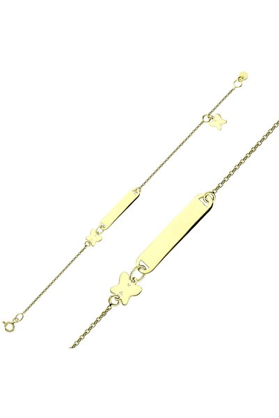 Lilarote Pırlanta Kelebekli Isim Yazılabilir Bebek Künyesi