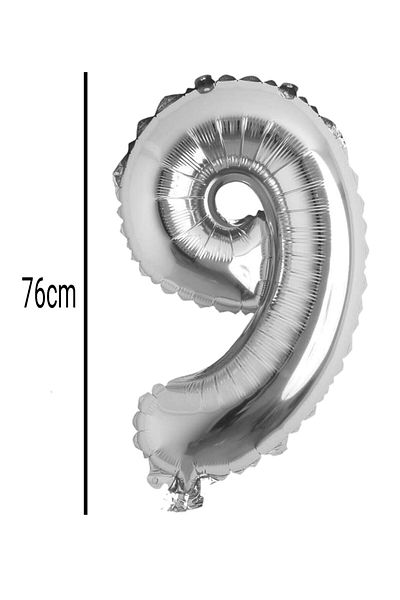 E Elmas Number 9 Foil Balloon Silver (76cm)