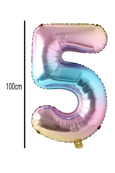 E Elmas 5 أرقام بالون فويل ملون (100 سم)