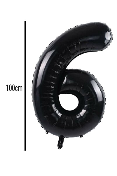 E Elmas Number 6 Foil Balloon Black (100cm)
