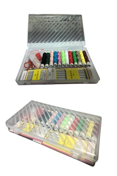 Hyd Dikiş Kutusu Seti Iğne Iplik Mezura Metre Dikiş Seti Özel Şeffaf Kutusunda