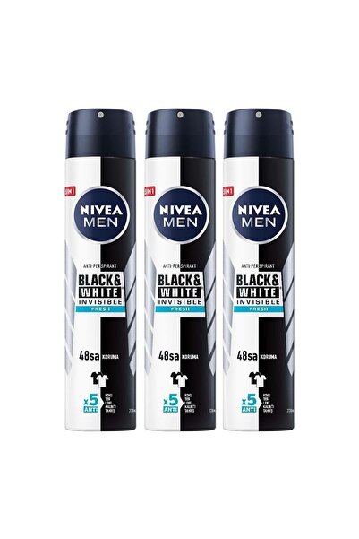 NIVEA Black And White Fresh 150 ml Erkek Deodorantı 3 Adet