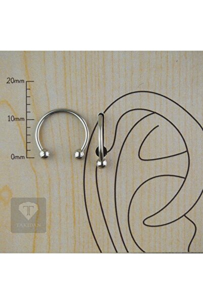 TAKIDAN Gümüş Cerrahi Çelik Kıkırdak - Tragus - Dudak - Burun - Septum Piercing 12 Mm